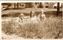Young Girls in Field of Tall Grass Darling Boy in Overalls RPPC Postcard B21 - £9.38 GBP