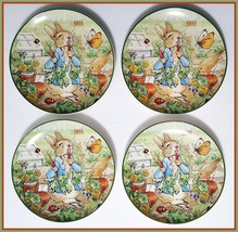NEW RARE William Sonoma Set of 4 Beatrix Potter Peter Rabbit Salad Plates 8 1/2" - £70.35 GBP
