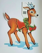 1989 Beistle Christmas Reindeer w/ Wreath 16.5&quot; x 12&quot; Wall Hanging Decoration - £15.17 GBP