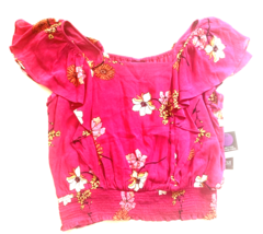 a.n.a  Shirt Womens Medium Pink Off-Shoulder Floral Crop Top Beach Tropi... - £7.66 GBP