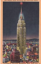 Empire State Building &amp; Television Tower Manhattan, New York Night Postcard D46 - $2.99