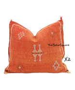 Set Of 2 Handmade &amp; Hand-Stitched Moroccan Sabra Cactus Pillow Cushion, ... - £94.81 GBP