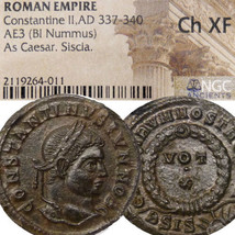 Constantine Ii Son Of &#39;the Great&#39; Ngc Choice Xf &#39;caesarvm Nostrorvm&#39; Follis Coin - £128.04 GBP