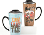 Camping Travel Mugs with Lid Set of 2 Hot Cold Camper Lake Theme 16 oz C... - $24.74