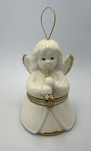 Mr. Christmas Ornament Ivory Porcelain Gold Hinged Angel Music Box Holiday - $16.19