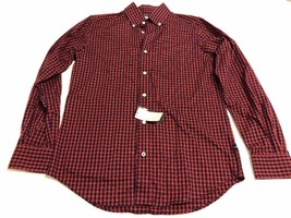Nautica Button Front Shirt Size Small Red Plaid Men Casual Long Sleeve - £27.32 GBP