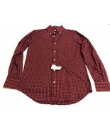 Nautica Button Front Shirt Size Small Red Plaid Men Casual Long Sleeve - £27.48 GBP