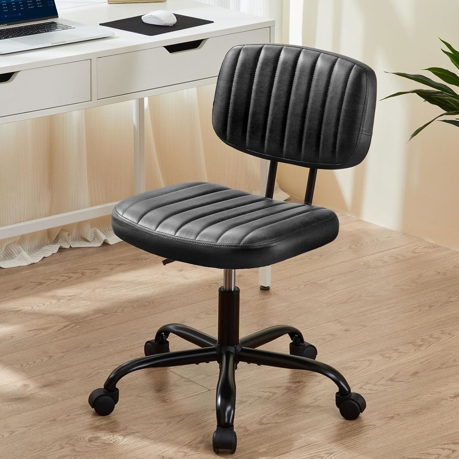 Sweetcrispy Small Office Desk Chair With Wheels Armless Comfy Computer, ... - $55.93