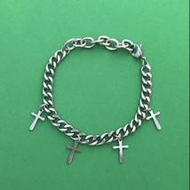 Titanium Steel Link Chain Cross Charm Bracelet for Men - €10,49 EUR