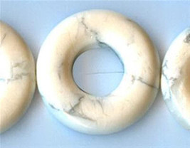 25mm White Howlite Donut Beads (4) FOUR loose beads - £2.37 GBP