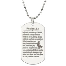 Psalm 23 Polish Psalm Dawida Engraved Dog Tag Bible Necklace  Stainless Steel o - £37.92 GBP+