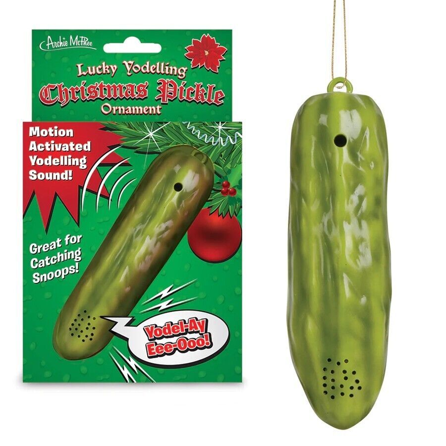 LUCKY YODELLING PICKLE ORNAMENT - Novelty Fun Gag Gift - $18.99