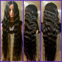 Jazzy&quot; Black 38 inches long with 5 inch deep center part, Soft Loose Waves, Synt - £63.56 GBP