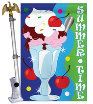 Summer Time Ice Cream - Applique Decorative Aluminum Pole &amp; Bracket House Flag S - £69.89 GBP