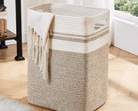 -Laundry Basket,Tall Cotton Storage Basket With Handles,Decorative Blank... - £42.99 GBP