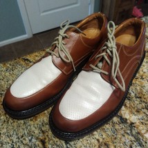 Johnston &amp; Murphy Brown &amp; Cream Lace Up Leather Shoes 20-1286 Men&#39;s Size... - $48.51