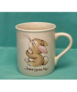 Vintage Hallmark Mug Mates coffee cup Jesus Loves Me You bunny rabbit 8 oz - $5.00