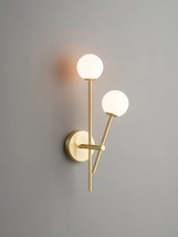 2 Light globe Wall Mid Century Raw Brass Sputnik chandelier light Fixture - £161.96 GBP