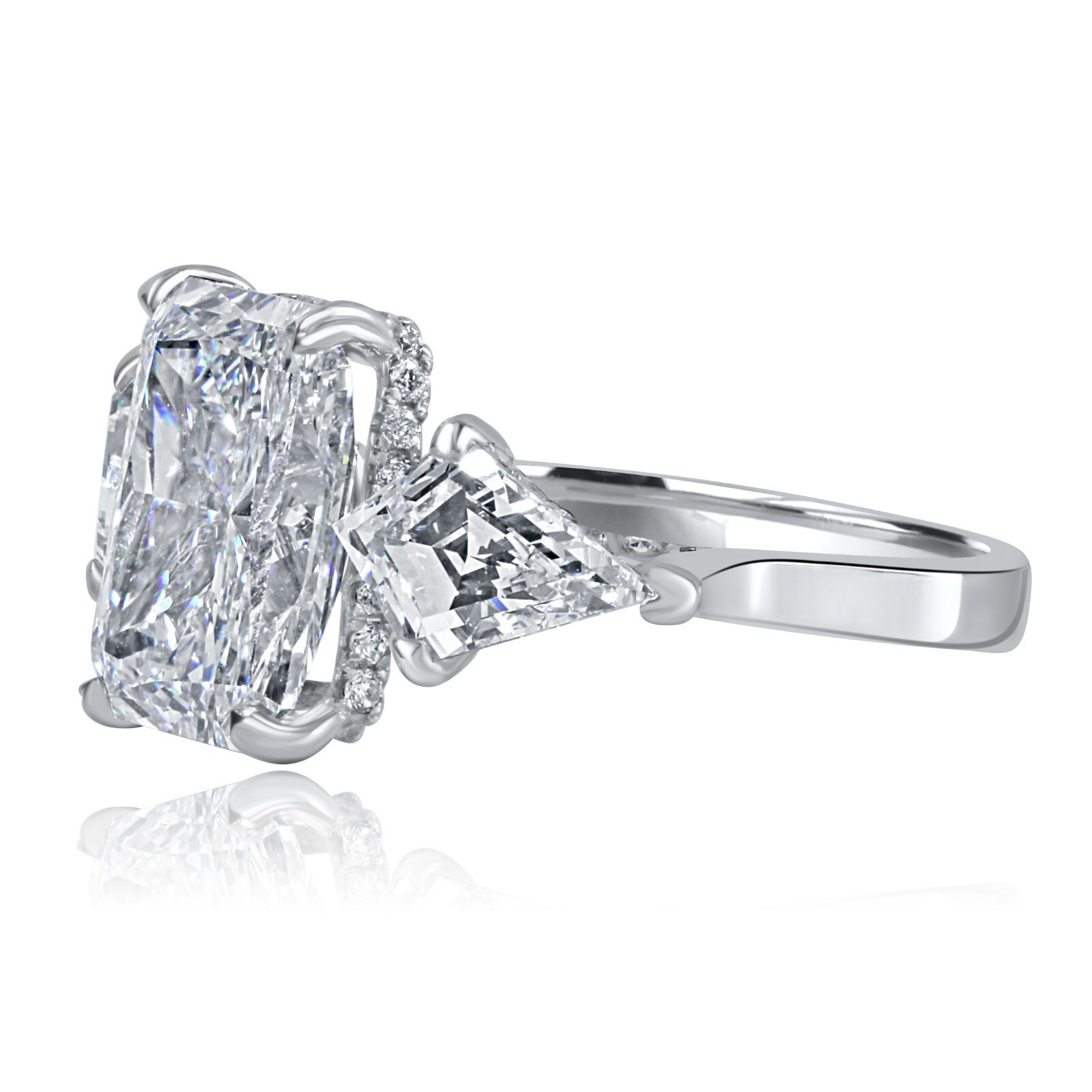 3 Stone IGI 5.06 Ct F-VS1 Radiant Cut Lab Grown Diamond Engagement Ring 14k Gold Item image 7