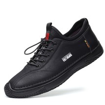 Handmade Leather Mens Loafers Male Designer Sneakers Black Grey Men Casual Flats - £62.21 GBP