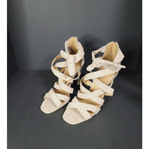 Madden Girl 4&quot; Stiletto High Heel Open Toe Blushy Tan Strappy Sandals 9 - £14.73 GBP