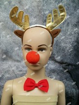 3 pc Reindeer Costume Set Rudolph Kids Christmas Play Antlers Red Nose B... - €8,40 EUR