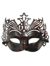 Black Dark Red Venetian Laser Cut Mardi Gras Masquerade Half Mask Crown - £7.94 GBP