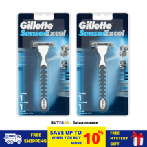 2 X Gillette Sensor Excel Razor 1 Handle + 1 Blades Cartridge Twin blades manual - £17.94 GBP