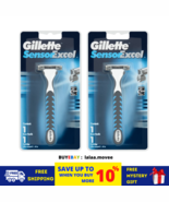 2 X Gillette Sensor Excel Razor 1 Handle + 1 Blades Cartridge Twin blade... - $427.43 MXN