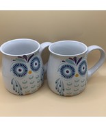 Set Of 2~Boston Warehouse Owl Coffee Mug/Cup Ceramic Colorful Boho 20 Ounce - £12.30 GBP