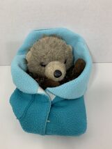 K&amp;M Zoo Babies blue plush baby hand puppet sea otter brown stuffed animal - $10.29
