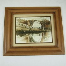 Vintage Art Print Pastoral Barn by Howard Burger Framed in Glass 13.75 x 11.75 - £22.50 GBP