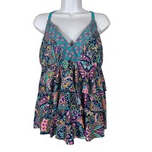 Catalina Womens Floral Tankini Top Size XL 16 18 Multicolor TOP ONLY - $15.29