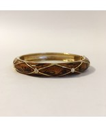 Brown Resin Bangle Bracelet Diamond Shaped Gold Metal Clear Rhinestones ... - $45.00