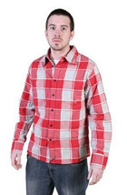 Tavik Uomo Rosso Grigio Checker Slacker Lumberjack Flanella con Bottoni ... - $21.94