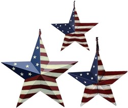Ornaments 4th July Decoration Country Style (12&quot;&amp;16.5&quot;&amp;21&quot;) Patriotic Metal Star - £47.36 GBP