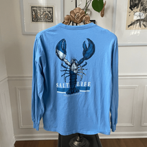 Salt Life Blue Lobster Long Sleeve Pocket Tshirt M - $308.59 MXN