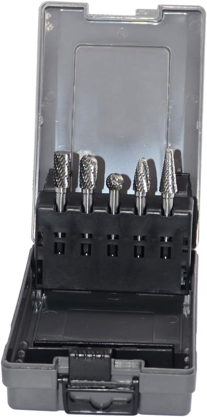 Carbide Burrs Set 5Pcs With 1/4&#39;&#39;Shank Double Cut Solid Power Tools Tung... - $43.93