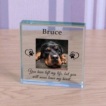 Personalised Pet Memorial Dog / Cat Photo Engraved Glass Block Paperweig... - £11.75 GBP