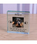 Personalised Pet Memorial Dog / Cat Photo Engraved Glass Block Paperweig... - £11.97 GBP