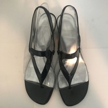 Women&#39;s Calvin Klein Black Patent Leather Sandal T Strap Size 9.5 - £39.53 GBP