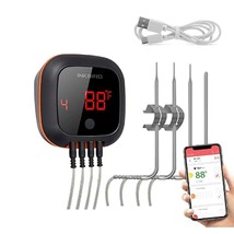 Inkbird Bluetooth Grill Bbq Meat Thermometer With 4 Probes Digital Wireless Gril - £58.34 GBP
