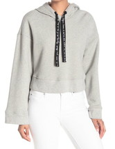 Cinq a Sept Graphic Drawstring Hoodie X Small Gray $225 Sweatshirt Dolman Croppe - £106.82 GBP