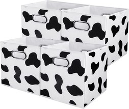 Anminy 4 Pc. Storage Cube Set, Cow Print Large Cotton Linen, 11&quot;X 11&quot;X 11&quot;. - £35.14 GBP