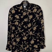 Rena Rowan Black and Cream Gold Floral Patterned Blouse - $17.64