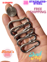 316 Stainless Steel Carabiner Clip Snap Hook Spring 3/16&quot; (5 pack) Key L... - $8.10