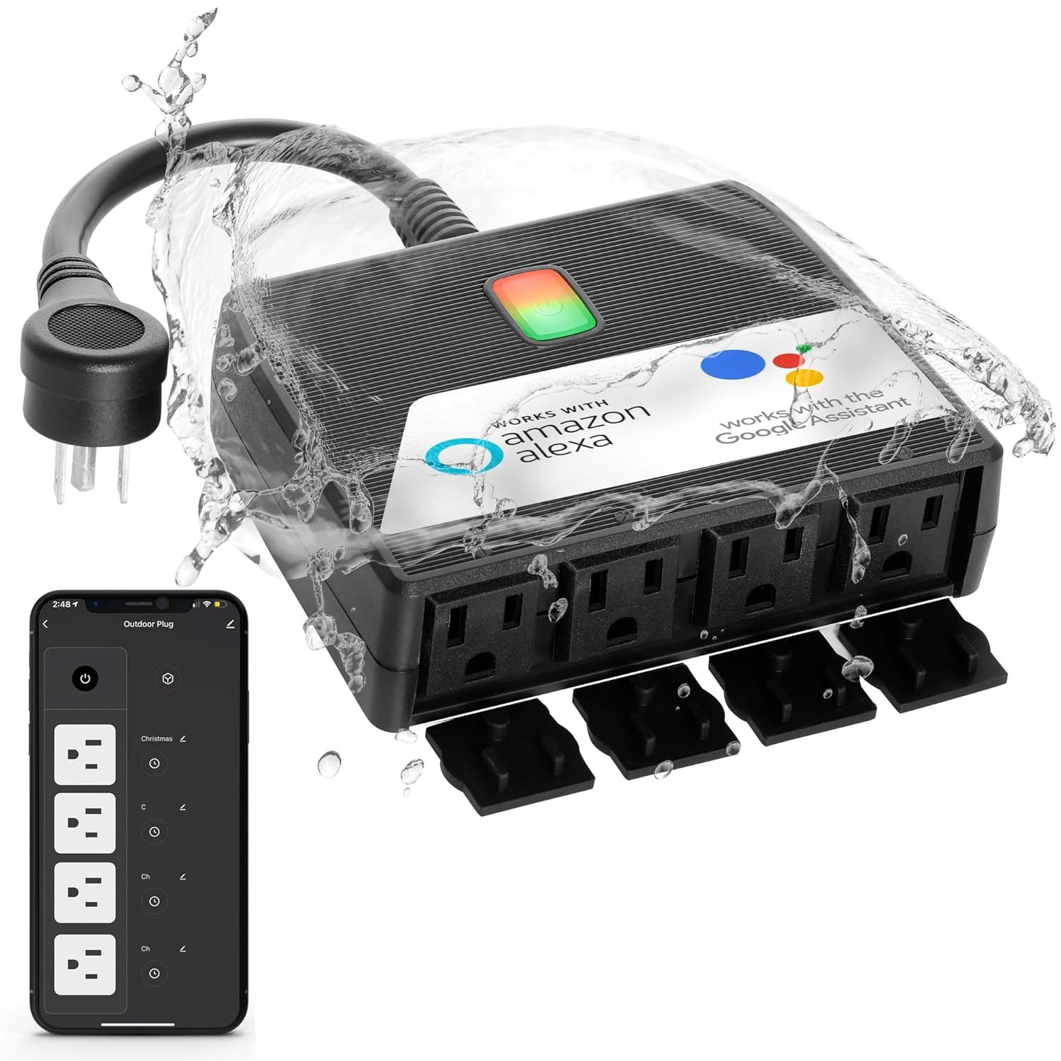 Smart Heavy Duty Outdoor Wifi Plug Waterproof Socket With 4 Outlets, Ele... - $51.94