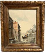 Vintage Antonio De Vity Oil Painting of Venice in Ornate Gilt Wood Frame