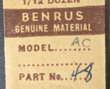 NOS NEW Benrus AC / ETA 735  Part# 48 - Shockproof Bottom Cap Jewel - $11.87