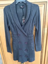 Ladies Extra Long Cable Cardigan Sweater w/Belt Grey Sz Medium Chances R... - $166.31 MXN